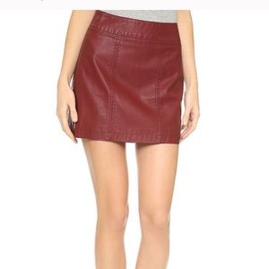 Free People Faux Leather Skirt - Red, size 4